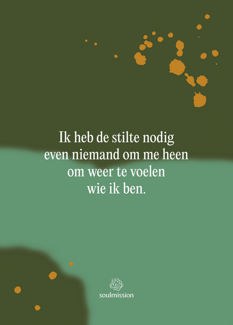 4 stuks inspiratie kaarten geschreven door Claudette Jacobs van Soulmission met de tekst "ik heb de stilte nodig".